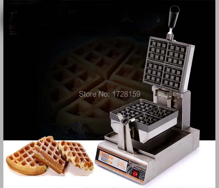 

Free shipping Electric automatic commercial rotary waffle stick maker with digital panel, square belgian liege waffle maker