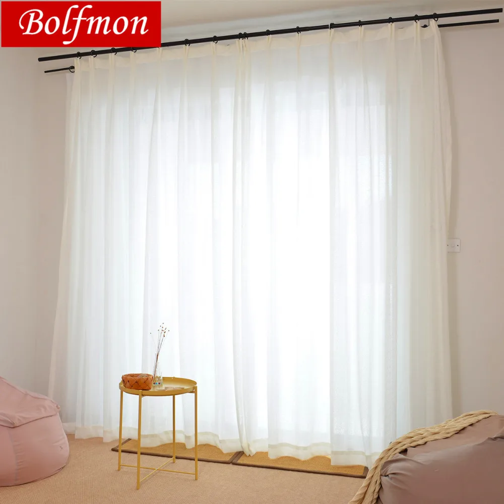 

Thicken Pure Color Super Soft Elegant White Tulle Sheer Curtains for Bedroom Semi Blackout Living Room Window Cotina Salon Draps