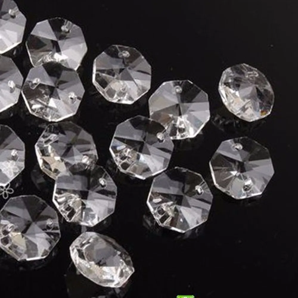 50 шт. 10 мм~ 50 мм Кристалл K9 восьмиугольник прозрачные бусины в 2 отверстия стеклянные свободные бусины прозрачные с серебряной задней свободные бусины для прядей
