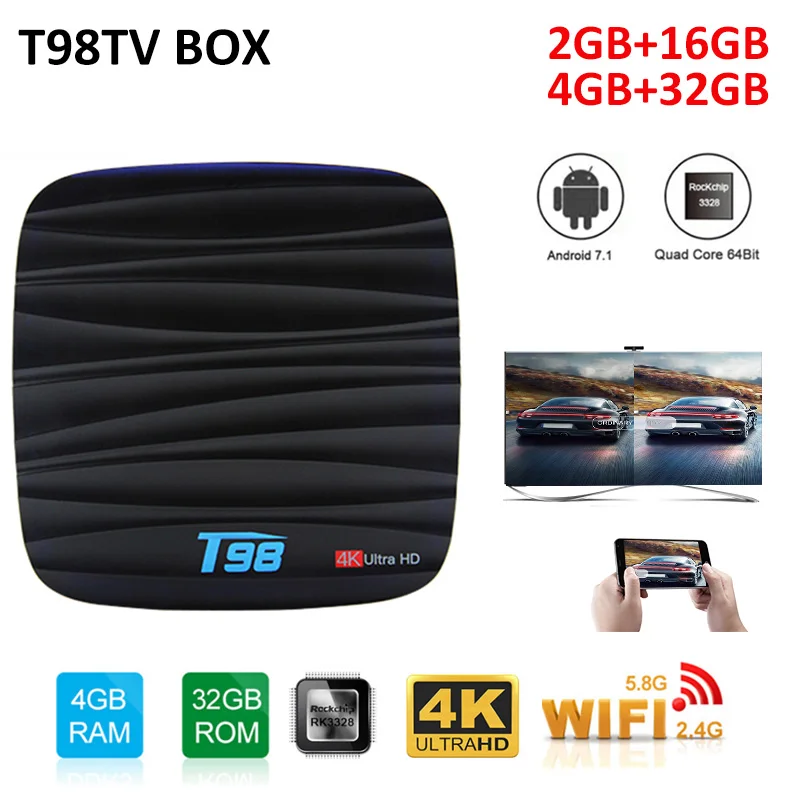 T98 Mini TV Box Android 9.0 set-top box RK3328 4GB+32GB 2.4G Wifi Bluetooth Smart TV Box 4G SIM Card HD 6K For Smart Media Playe T98 Mini TV Box Android 9.0 set-top box RK3328 4GB+32GB 2.4G Wifi Bluetooth Smart TV Box 4G SIM Card HD 6K For Smart Media Playe