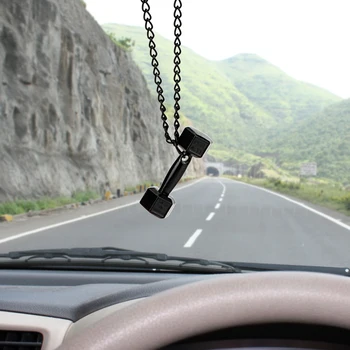 

FORAUTO Alloy Dumbbell Car Rear View Mirror Ornament Car Styling Car Pendant Auto Decoration Car Accessories Hanging Ornaments