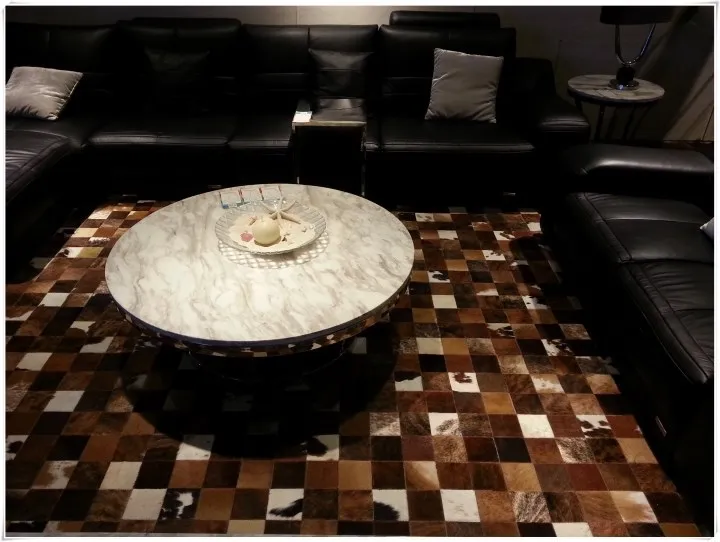 

Fashionable art carpet 100% natural genuine cowhide leather patchwork carpets