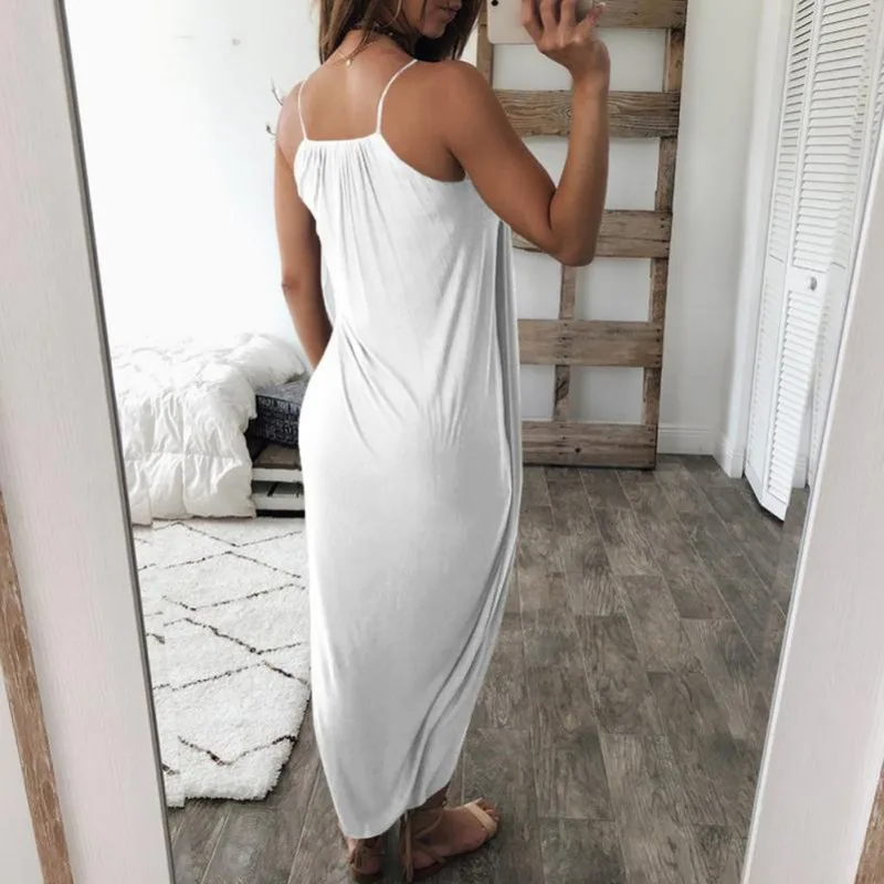 النساء بوهو الصيف فضفاض Strappy و أكمام اللباس أنيقة عطلة عارضة حزب شاطئ اللباس المرأة ماكسي فساتين رداء فام