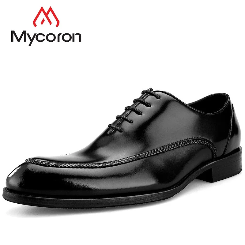 

MYCORON Minimalist Design Genuine Leather Formal Shoes Men Luxury Wedding Boots Pointed Toe Gentlemen Shoes Calzado Hombre