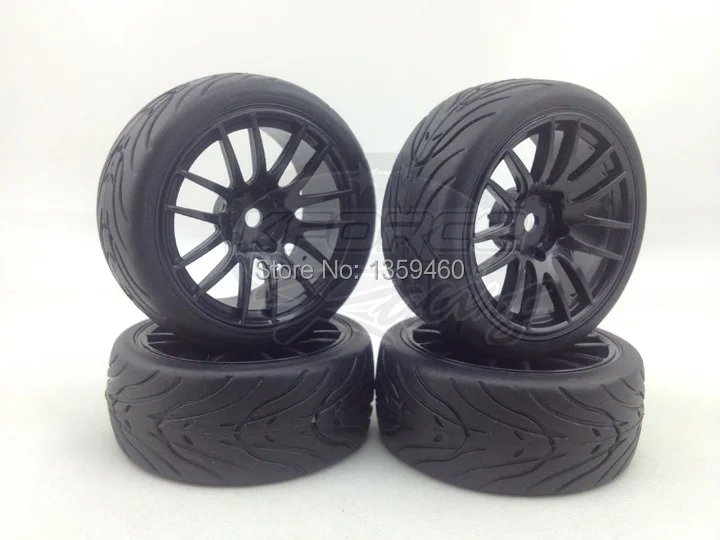 

Pre-Glued 4pcs 1/10 Touring Tires Tyre Wheel Rim V14SNK (Material Black) 3mm offset fits for 1:10 Touring Car 1/10 Tire