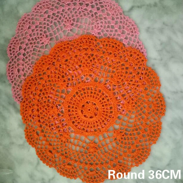 

36CM Round Pastoral Vintage Handmade Cotton Crochet Flowers Kitchen Table Mat Placemat Pad Wedding Party Banquet Decor Coaster