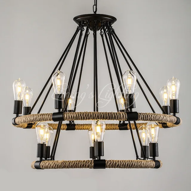 Retro American Village Rope Chandelier Creative Past Rustic Retro American Village Rope Chandelier Creative Past Rustic Country Style Restaurant Bar Restoration Hardware Lighting