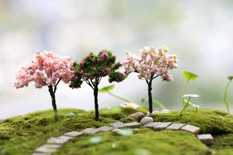 Пластиковые мини-Имитационные деревья ива Сакура миниатюры Kawaii микропейзаж установка для сада 1 шт новые садовые фигурки