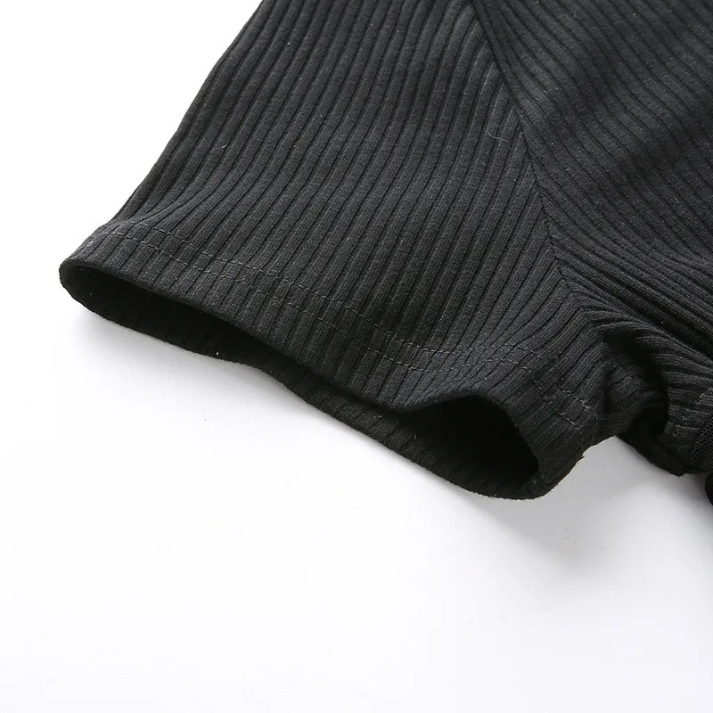 Сексуальные модные черные футболки, Сетчатая футболка, женские короткие топы с высоким воротом, Лоскутная трикотажная с высокой талией, полосатая полупрозрачная футболка, Топ
