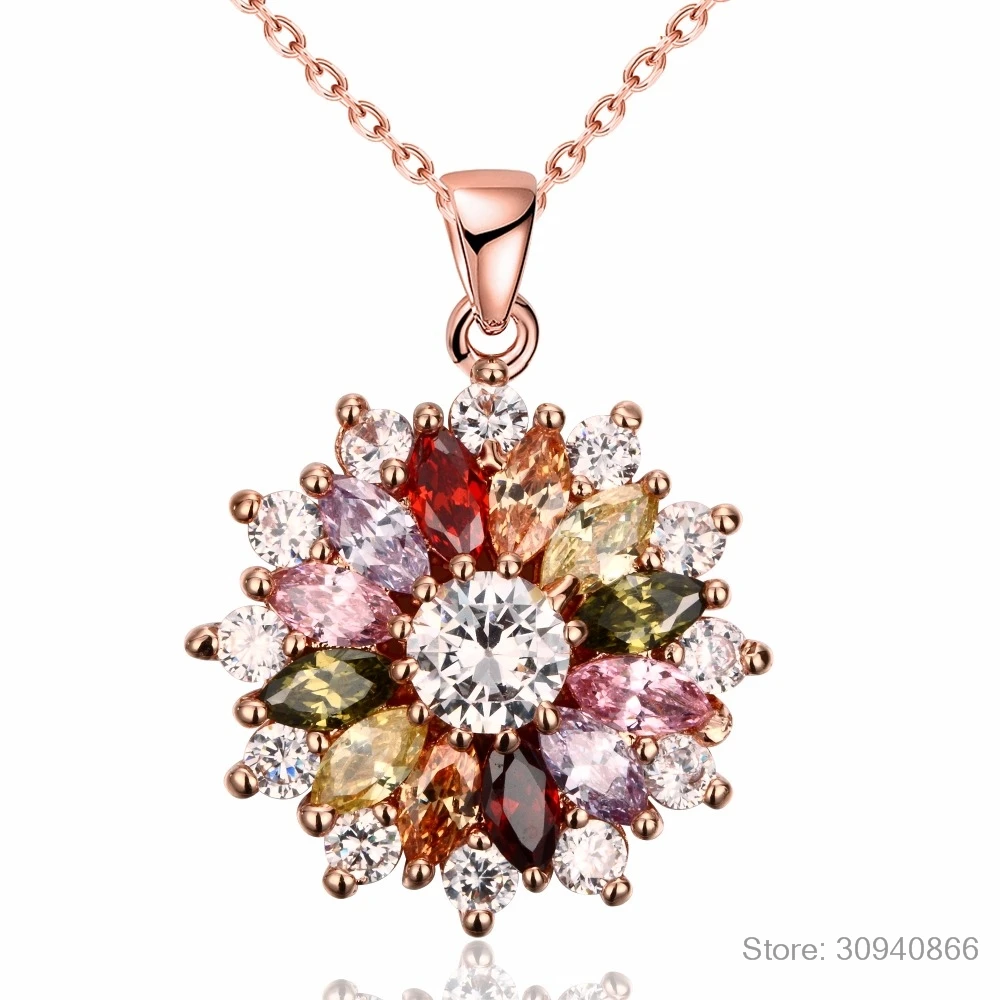 Новинка, роскошная брендовая Модная бижутерия, кристалл от Swarovski, Мона Лиза, цветная циркониевая подвеска, круглый цветок, луна, круглое ожерелье