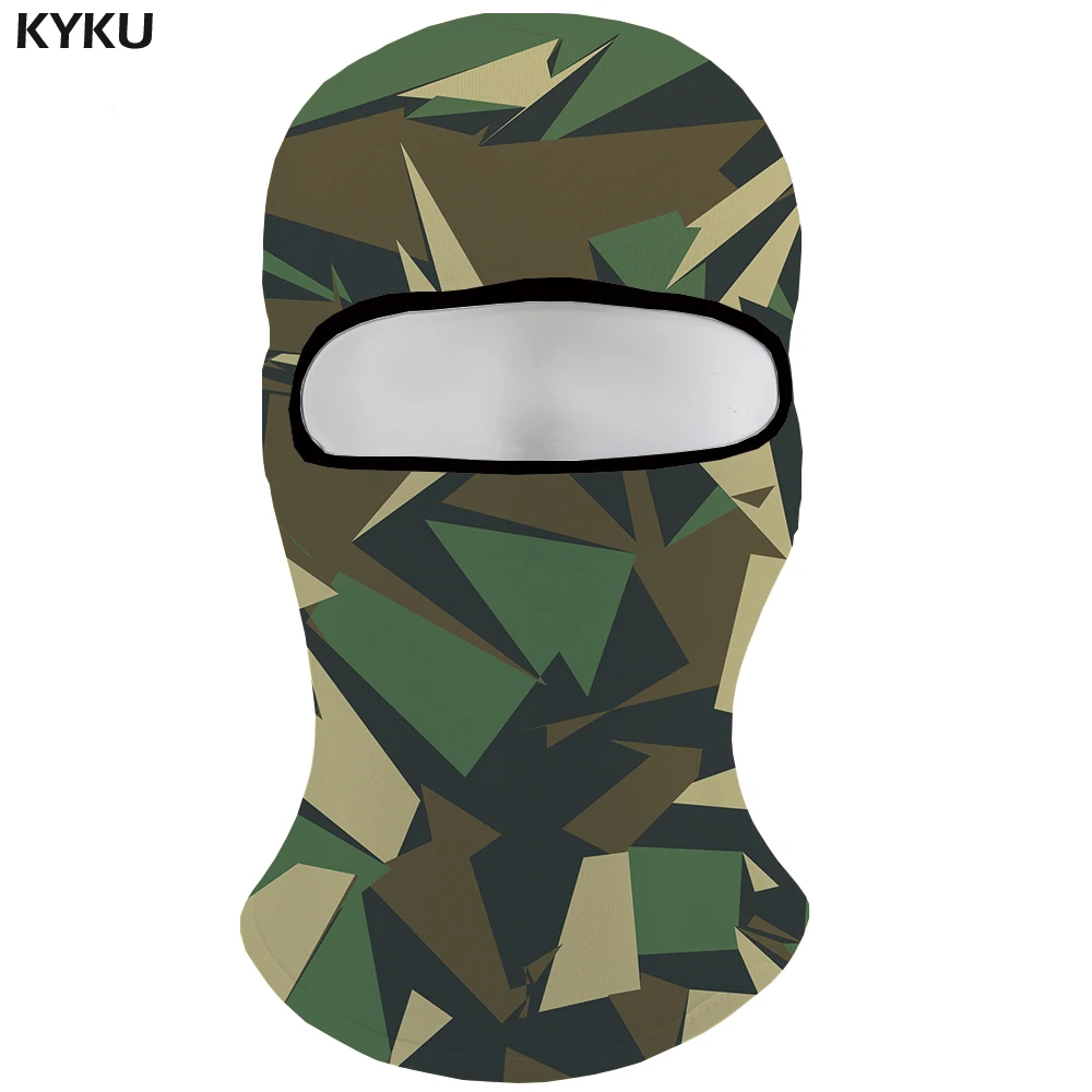 KYKU Brand Camo Skullies Beanies Men Gray Camouflage ski cap Geometry