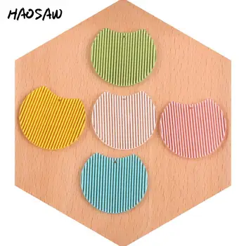 

HAOSAW 36*33MM 6Pcs/Lot Round Coin/Neon Stripe Color/Acetic Acid Charm/DIY Jewelry/Jewelry Accessory/HandMade/Earring Findings