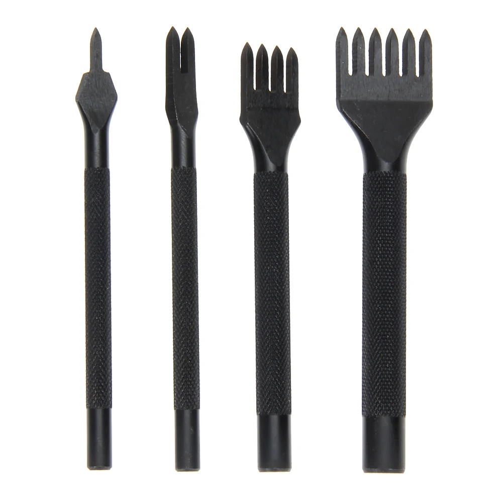 4Pcs 4mm Prong Leather Craft Tools Hand Tool Black Hole Punches