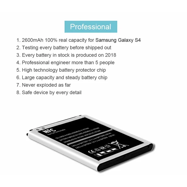 PINZHENG B600BE Battery For Samsung Galaxy S4 i9500 i9505 i337 i545 i9295 e330s Replacement Battery For Samsung S4 Batteries (2)