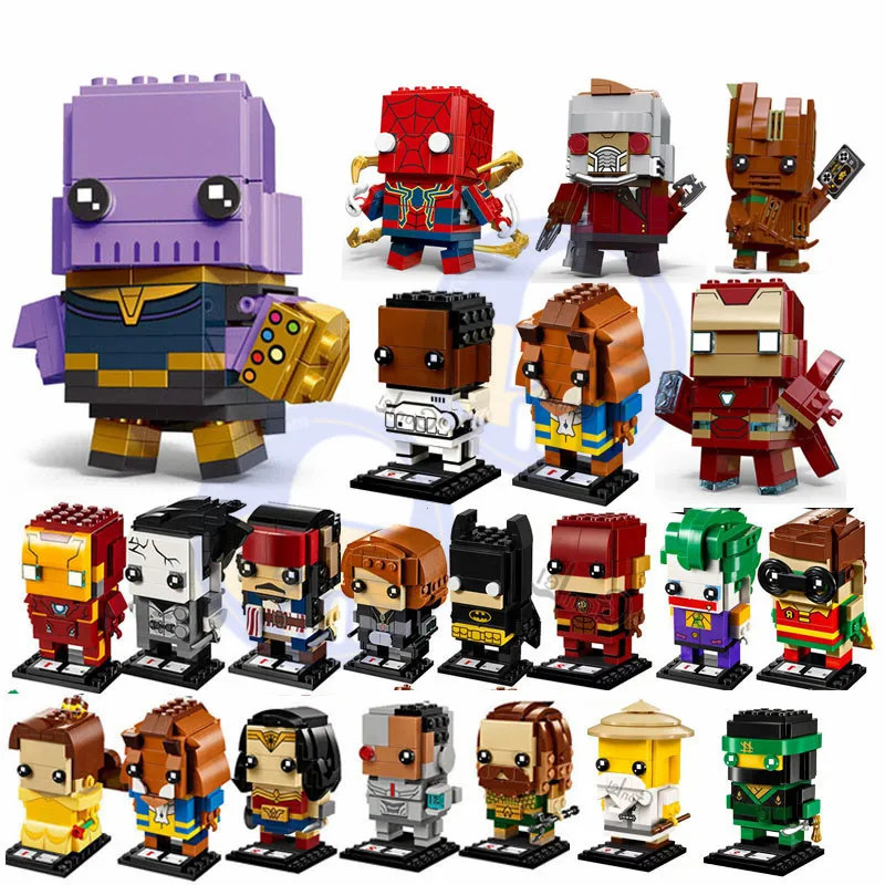 

NEW Brickheadz The Avengers Justice League Super Hero Baby Hulks Captain Building Block Bricks Toys Compatible with