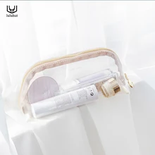 

luluhut transparent cosmetic bag waterproof soft TPR makeup bags portable large capacity toiletry organizer case zipper bag
