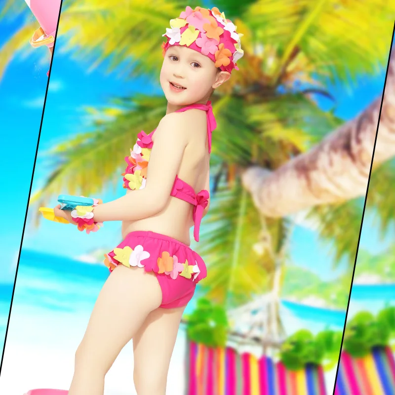 Детский купальный костюм, бикини для маленьких девочек, детский раздельный купальник средних и больших размеров