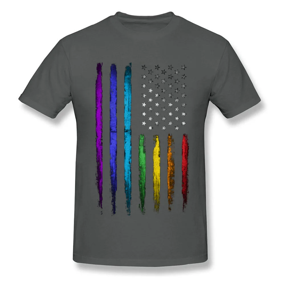 American rainbow flag T-shirts for Men Simple Style Summer/Autumn Tops & Tees New Arrival Clothing Shirt Crew Neck 100% Cotton American rainbow flag carbon