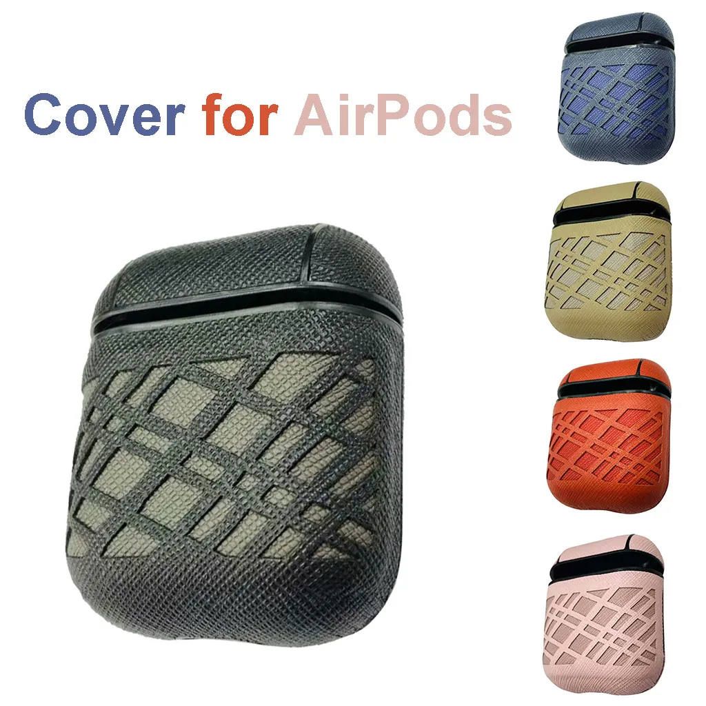 Earphone Cover For Apple AirPods 1/2 Leather Earphones Charger Case Cover Protective With Carabiner   L710