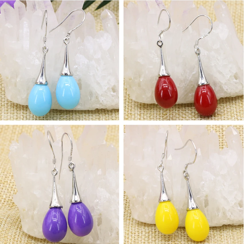 

7 colors original design dangle earrings baking paint glass waterdrop 9*13mm long eardrop for women drop charms jewelry B3154