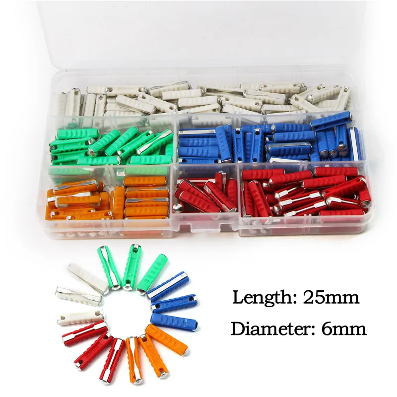 

200PCS 5A 8A 10A 16A 25A Automotive European Fuse Dia 6mm Continental Car Fuse GBC EU Car/Auto Blade Bakelite Auto Fuze Kit