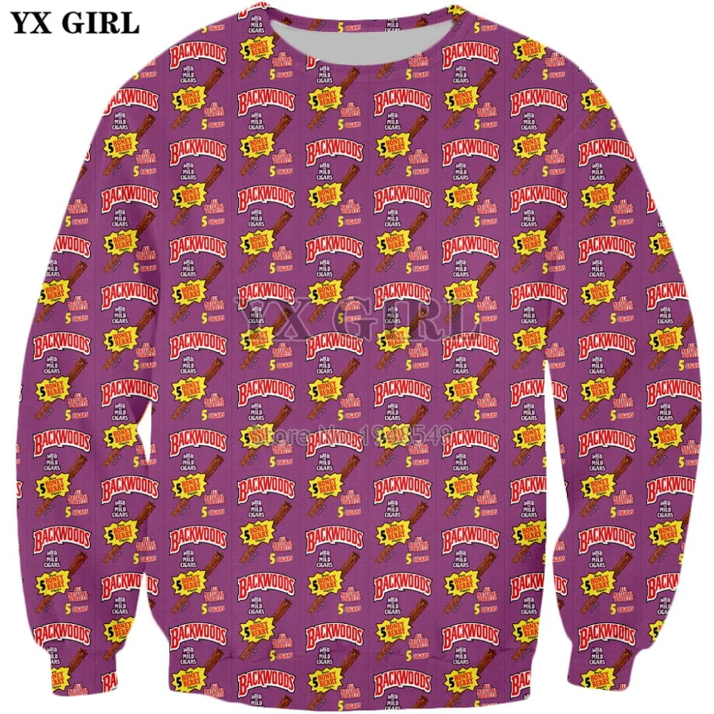 

YX GIRL 2018 Most popular Fashion Sweatshirt food Backwoods Honey Berry Collage Print 3d hoody Men Women Crewneck pullover YT-8