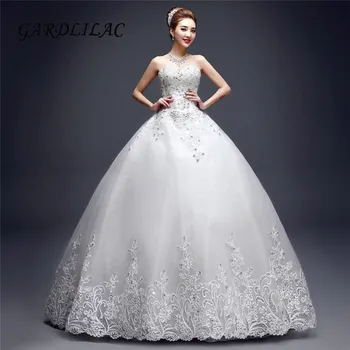 

2019 White Wedding dress Ball Gown Tulle Beaded For Wedding Lace Appliques Robe de marie Vestidos de Noiva