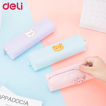 

Deli Embroidery Pencil Bag cute simple Pencil Pouch Kawaii Pencil Cases High Quality Canvas Student Pencil Bag School Supplies