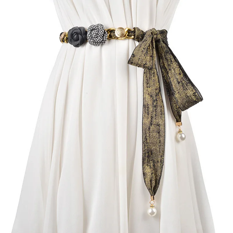 See Orange 2018 Spring Summer Fashion Flower Belt Woman Belt Sashes Vintage Long Fabric Belt For