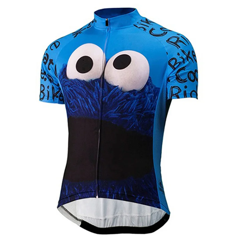 Летняя новая забавная мужская одежда с рисунком из мультфильма, для велоспорта, Джерси, печенья, голубые, с большими глазами, велосипедная одежда велосипедная, Pro Racing, Триатлон, mtb, Джерси