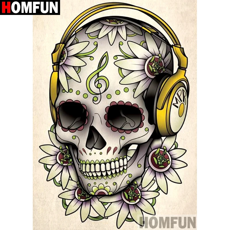 Алмазная живопись HOMFUN A16102 мультяшный череп полноразмерная/круглая вышивка