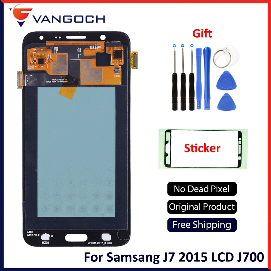 

SUPER AMOLED For SAMSUNG Galaxy J7 2015 J700 J700F J700H J700M LCD Digitizer Assembly Replacement with Bright Adjustment