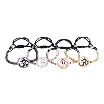 

Gift 2017 Ready Hot Sale Anil Arjandas Men Pave CZ Macrame Braiding Bracelets & Bangles 24K Gold color Beads Pulseira Masculina