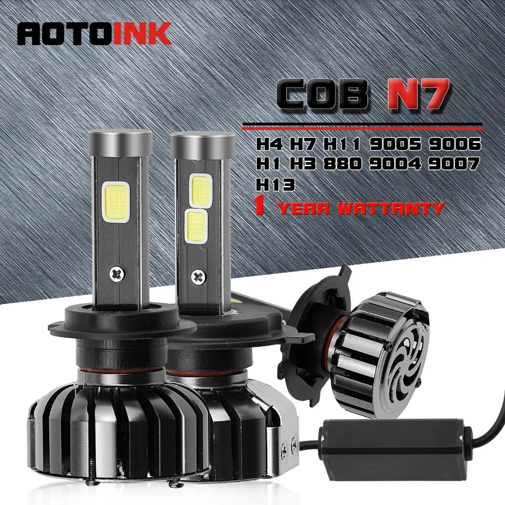 

AOTOINK 2Pcs Super Bright H7 H4 Led H11 H1 H8 H11 Bulb Car Headlights Auto Led Lamp With Fan Aoto Led Light 6000K 80W White 12V