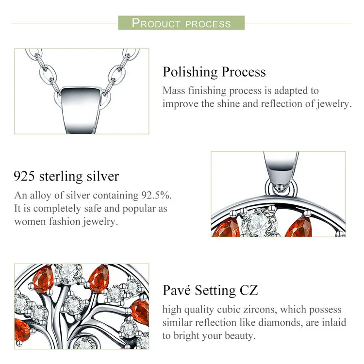 BAMOER горячая Распродажа 925 пробы серебро 2 цвета Древо жизни ААА подвеска с цирконием ожерелья для женщин ювелирные изделия Brincos SCN203