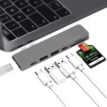 Двойной USB 3,1 тип-c концентратор к HDMI адаптер 4 K Thunderbolt 3 USB C концентратор с USB концентратор 3,0 TF SD слот PD для MacBook Pro2016