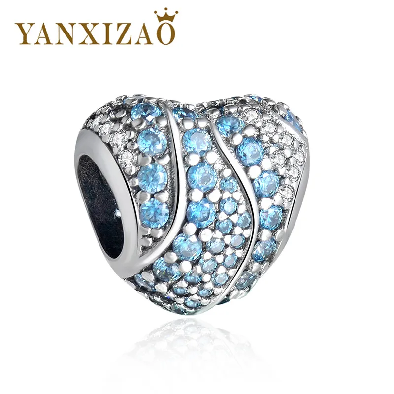 Yanxizao S925 серебро Романтическая любовь Сердце Бусины Fit Pandora оригинальный браслет