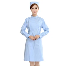 Рубашка для медсестры, воротник-стойка небесно-голубого цвета, зимняя тонкая Больничная аптека с длинными рукавами, комбинезоны, одежда для ухода