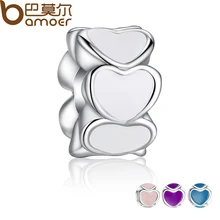 4 Colors 925 Silver Sparkling LOVE Heart Charm Fit Pandora Bracelet Necklace Original White Enamel Accessories PA5284