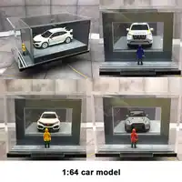 1:64 Scale Diorama Little boy Outside the Window Parking Metal Car Wash Shop Display Box Resin Figure Scene Model Toy