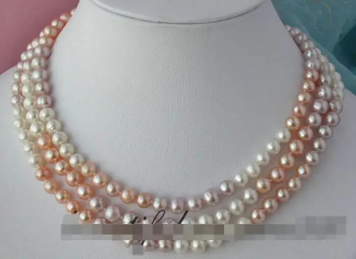 

FREE SHIPPING>>>@@ > 3820 pink white purple fw pearl necklace