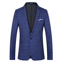 Plaid suit jacket men's fashion single buckle casual lattice suit jacket large size S-5XL men's business casual slim suit jacket Plaid suit jacket men's fashion single buckle casual lattice suit jacket large size S-5XL men's business casual slim suit jacket