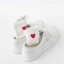 1 пара новых милых носков Kawaii женские мягкие дышащие хлопковые носки с рисунком красного сердца Повседневные носки до щиколотки модный стиль