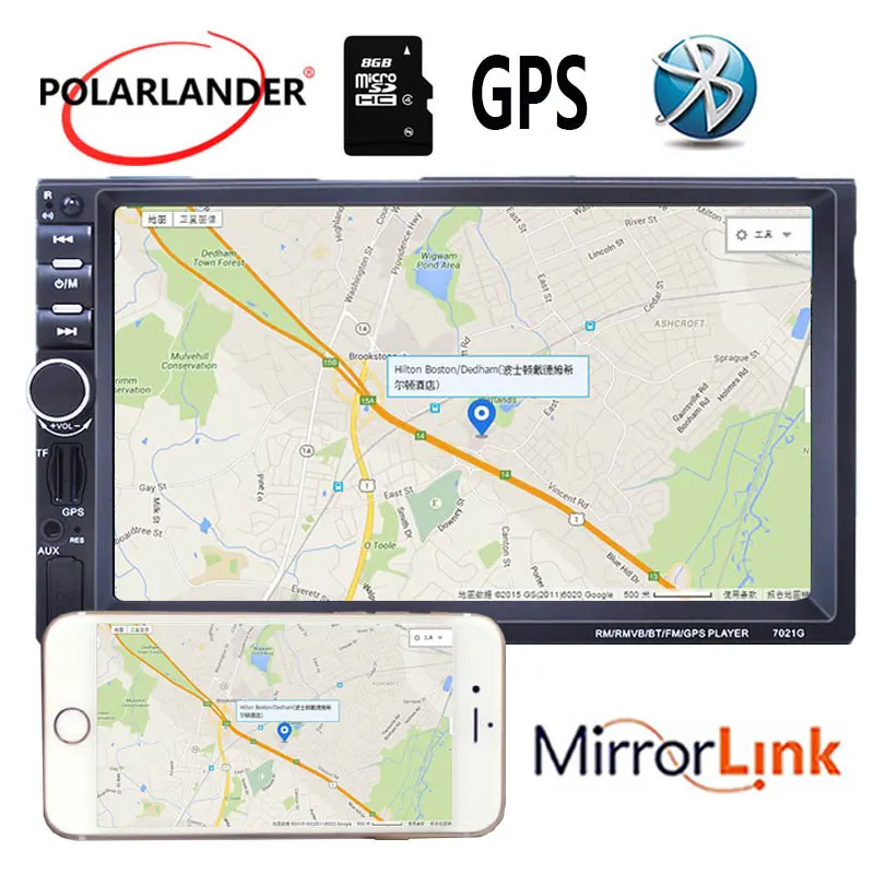2Din стерео MP5 плеер FM USB 7 дюймов 8G карта автомобиля радио gps навигация Зеркало Ссылка экран зеркало для телефона Android с камерой