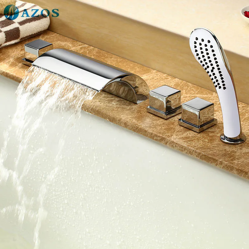 Bathtub Shower Faucets Chrome Polish Bathroom Suana 5pc Sets Showerhead,Diverter,Two Handles