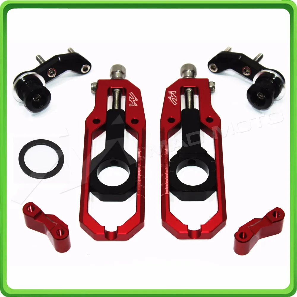Aluminum motorcycle Chain Tensioner Adjuster with spool fit for YAMAHA R1 YZF R1 2015 2016 2017 YZF-R1 15 16 17 Red & Black (12)