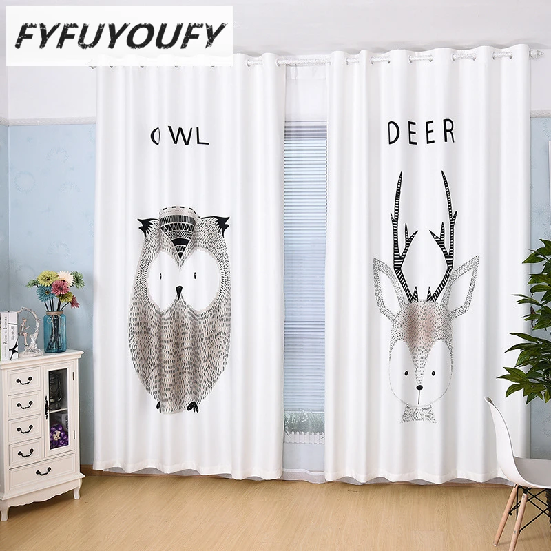 Europe Velvet Fabric high quality luxury Cartoon shading curtains for Children Room window curtain Bedroom Window