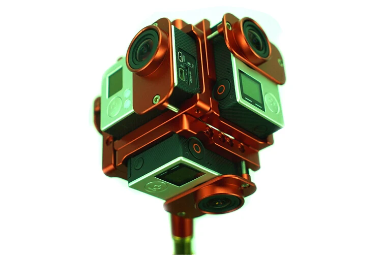 

F15835 Camera Accessories 720-degree Imaging Panoramic Video Capture Bracket Cage PTZ Tripod for Gopro Hero 4 3plus Red Color FS