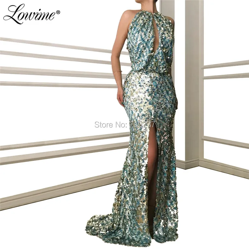

Hot Sexy Halter Sequined Prom Dresses Mermaid Evening Dress 2019 Custom Made Long Party Gown Celebrity Red Carpet Dresses