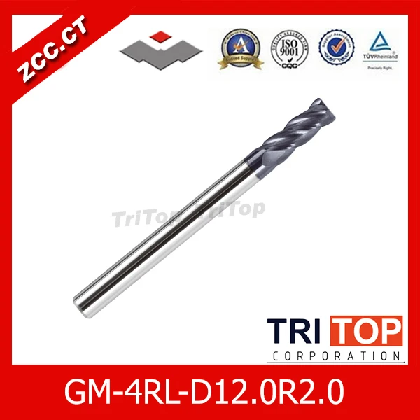 

ZCC.CT GM-4RL-D12.0R2.0 high quality 4-flute Carbide Corner Radius End Mills for cavity milling